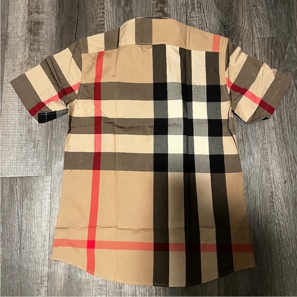 Burberry Men's Beige and Black Checkered Shirt - Picture 2 of 5